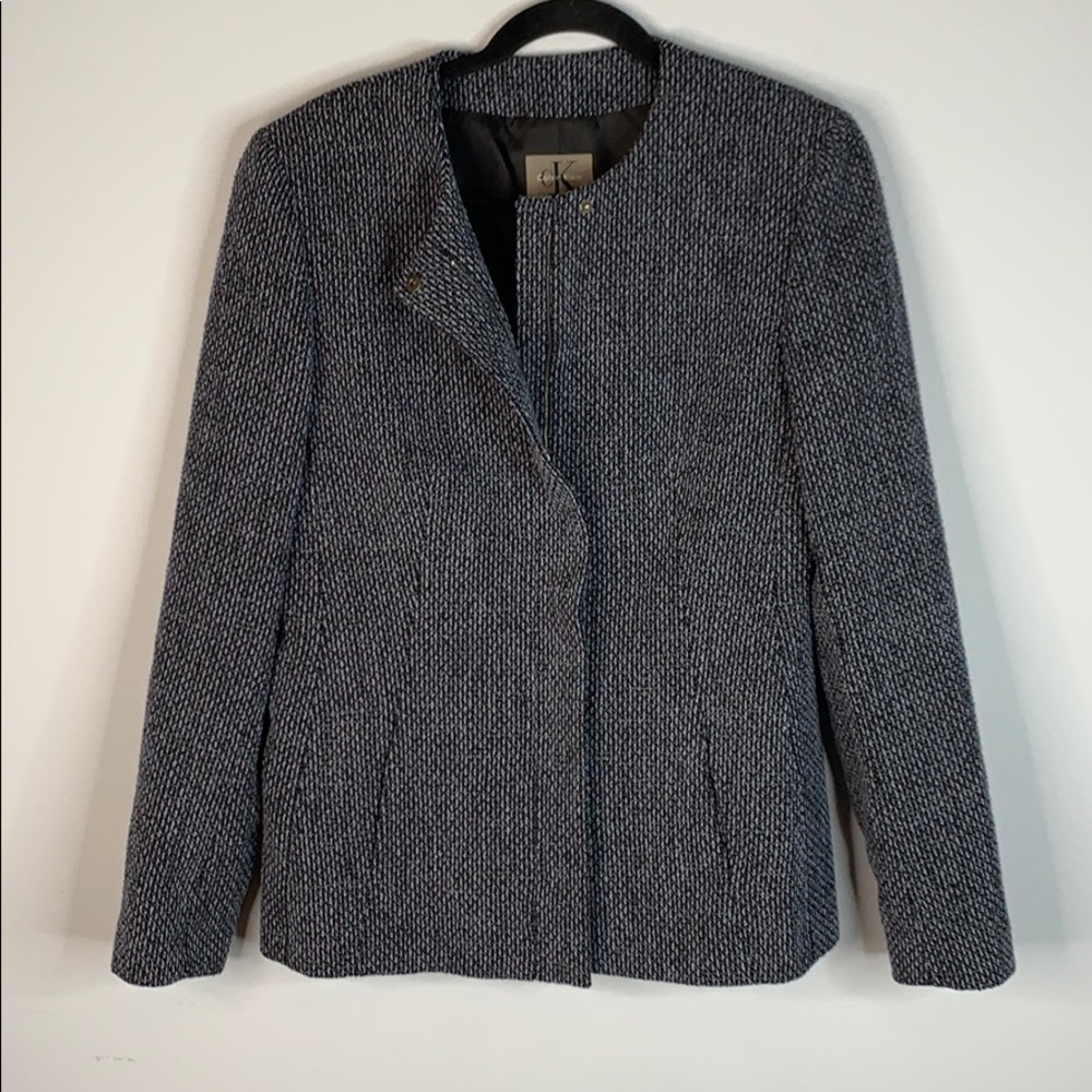 Vintage Calvin Klein wool zipup blue gray jacket 8